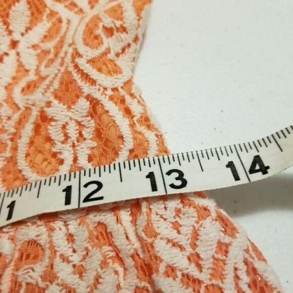 Altar'd State S Orange crochet Mini dress Cottagecore Bohemian peasant - Picture 4 of 12